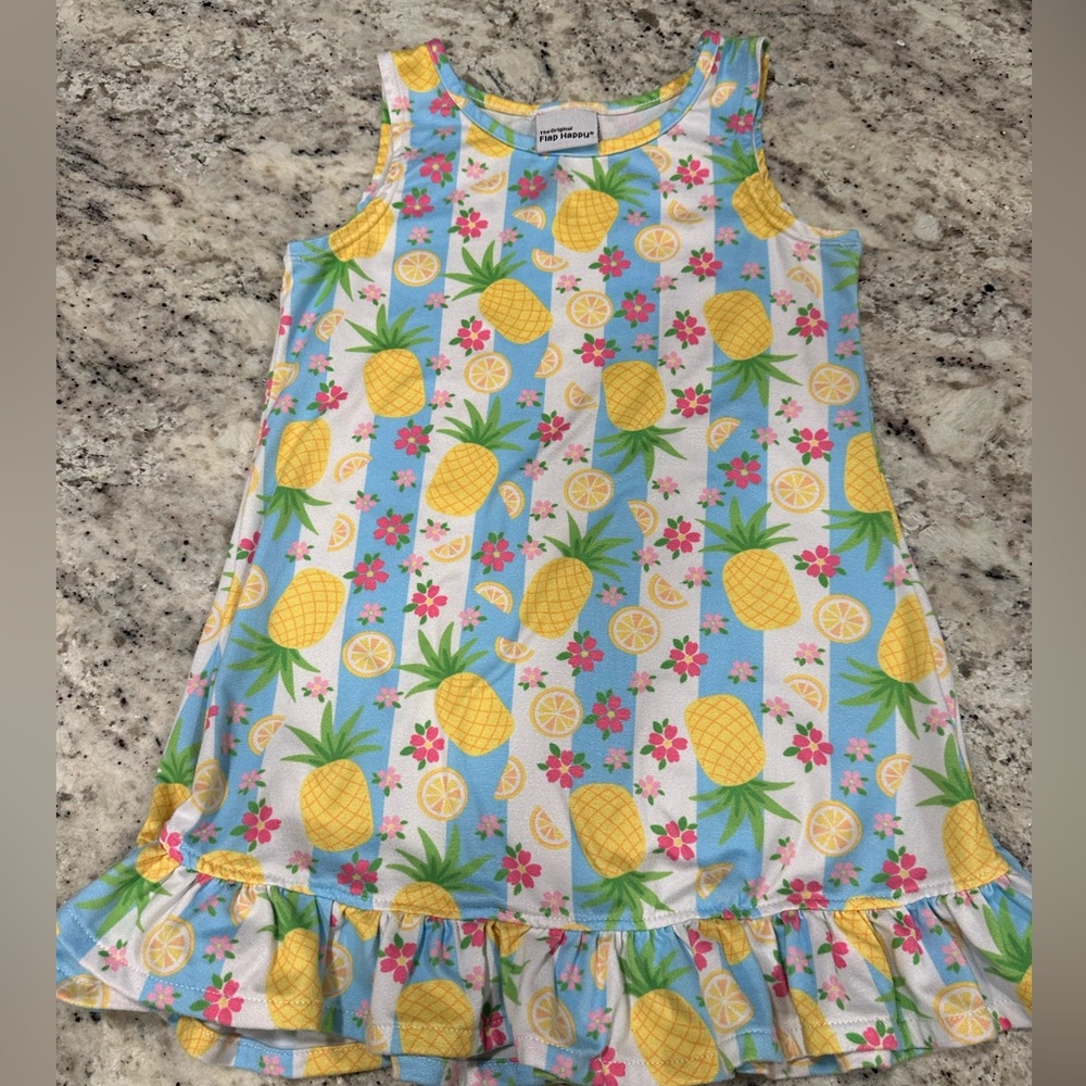 Maisonette Original Flap Happy UPF 50 Jilian A-Line Pineapple Dress Size 3